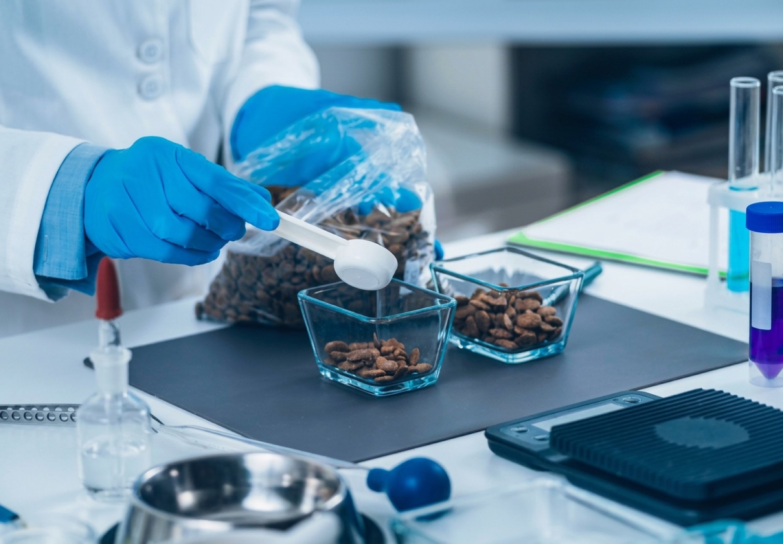 Technician testing an ingredient sample in the application lab
